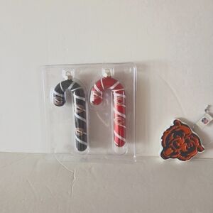 Chicago Bears Football Christmas Candy Cane and Logo Ornament